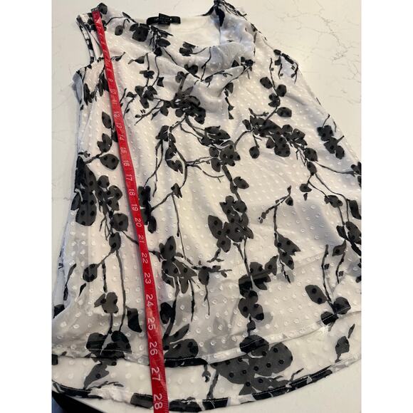 89th & Madison Whimsical Floral Swiss Dot Sheer Lined Cowl Neck Sleeveless Top L - Picture 9 of 9